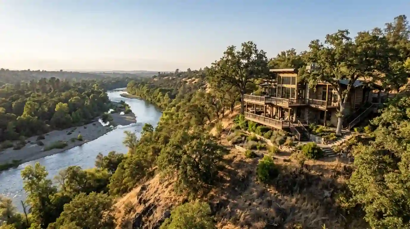 Hillside home overlooking the American River in Fair Oaks California